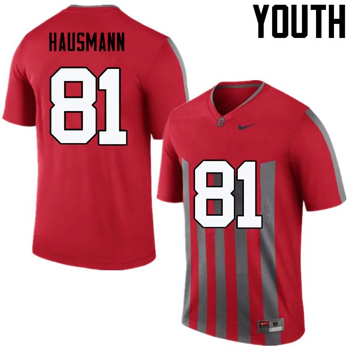 Jake Hausmann Ohio State Buckeyes Youth NCAA #81 Nike Throwback Red College Stitched Football Jersey GKR6456KT